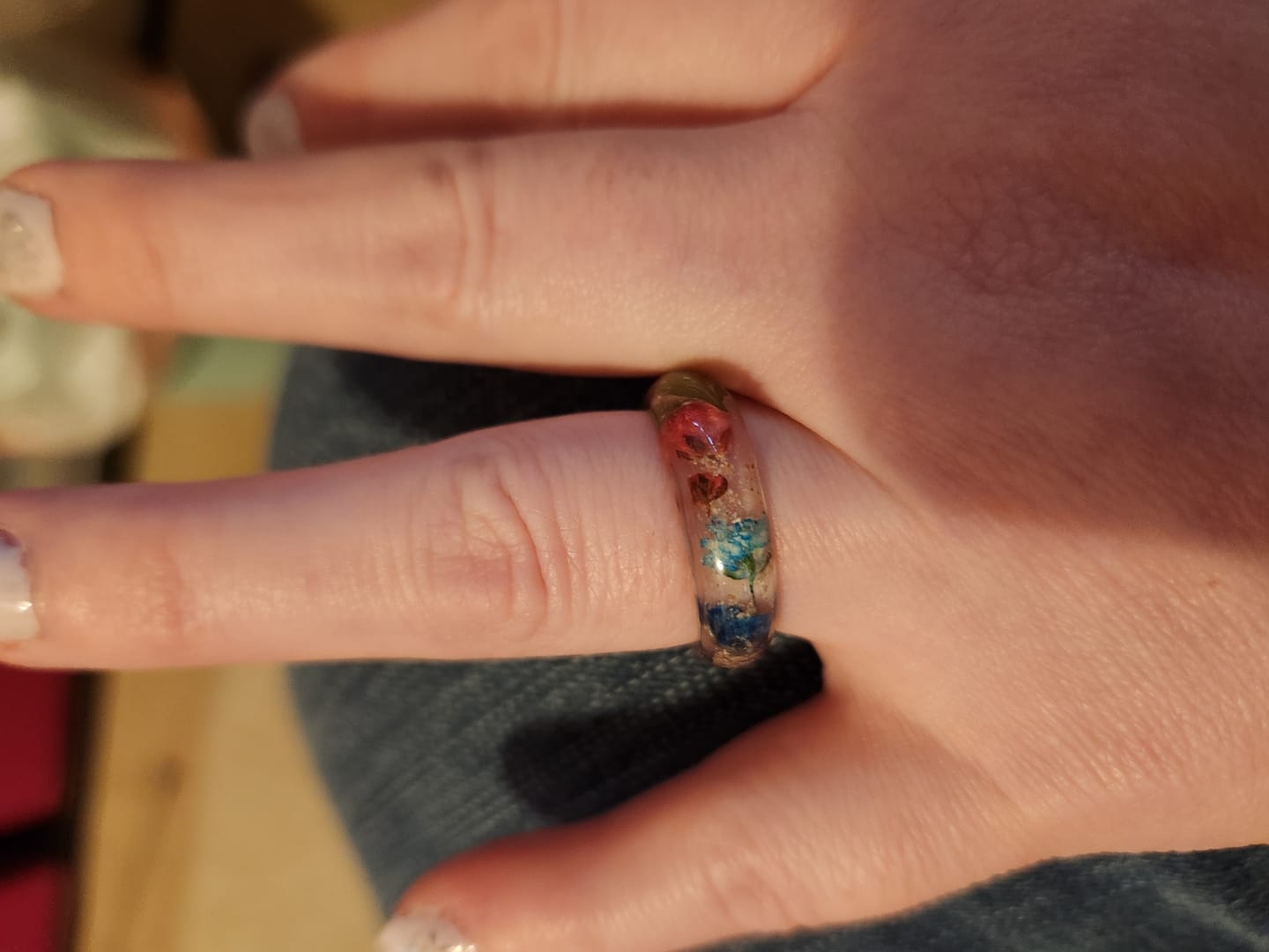 Customer photo review of Wildflower Ring with Cremation Ash