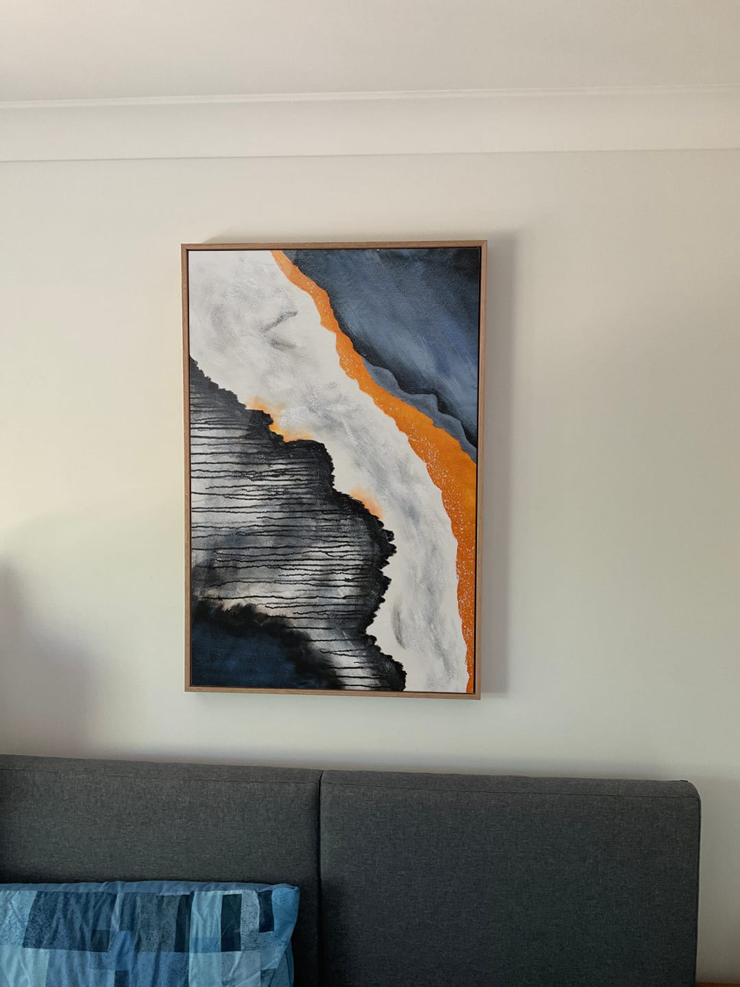 Customer photo review of SET OF 3 ABSTRACT PAINTING, THE STEAM DREAM, HAND-PAINTED CANVAS
