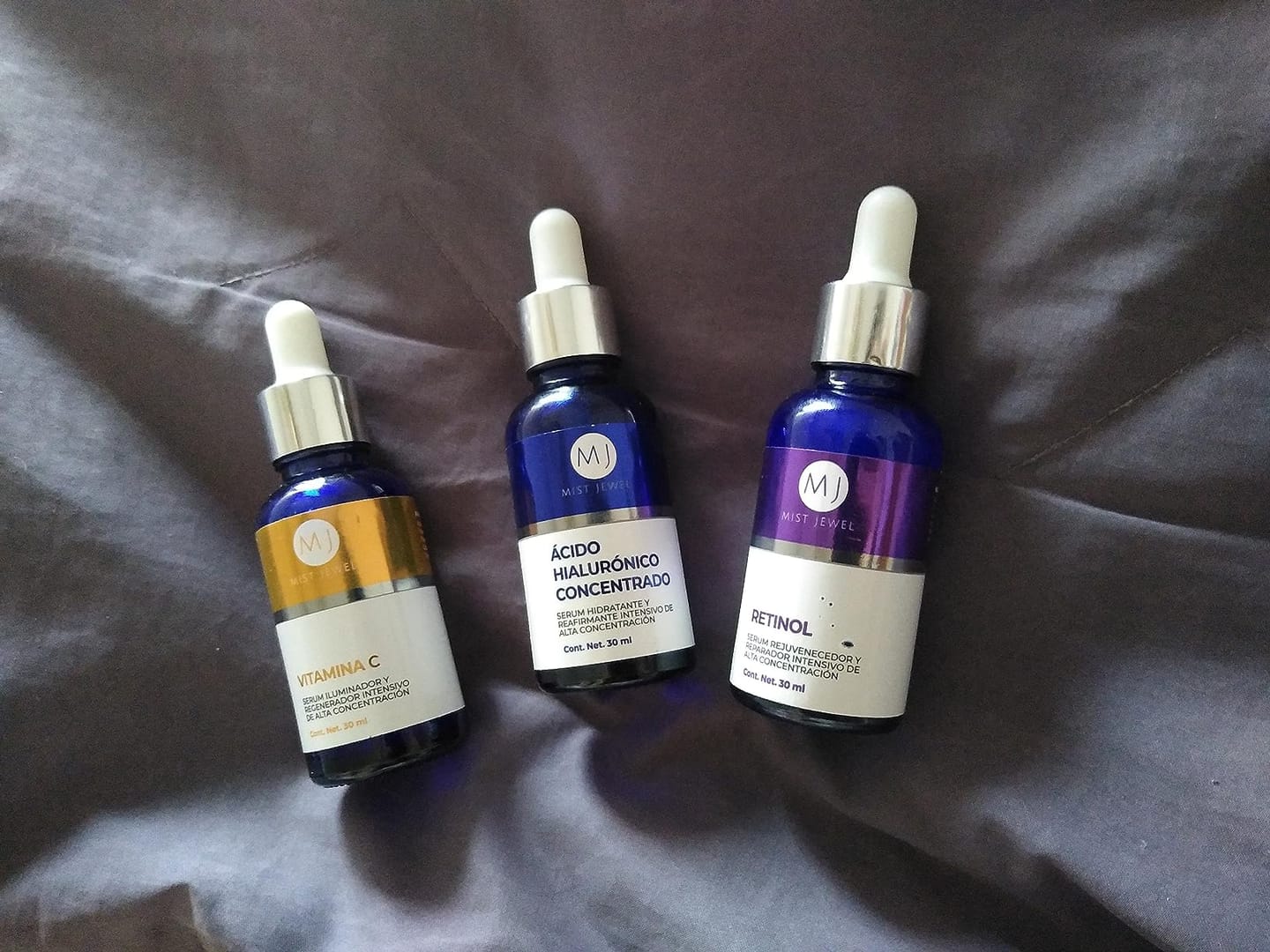 Customer photo review of Kit Facial Con 3 Serums Acido Hialurónico, Retinol, Vit C