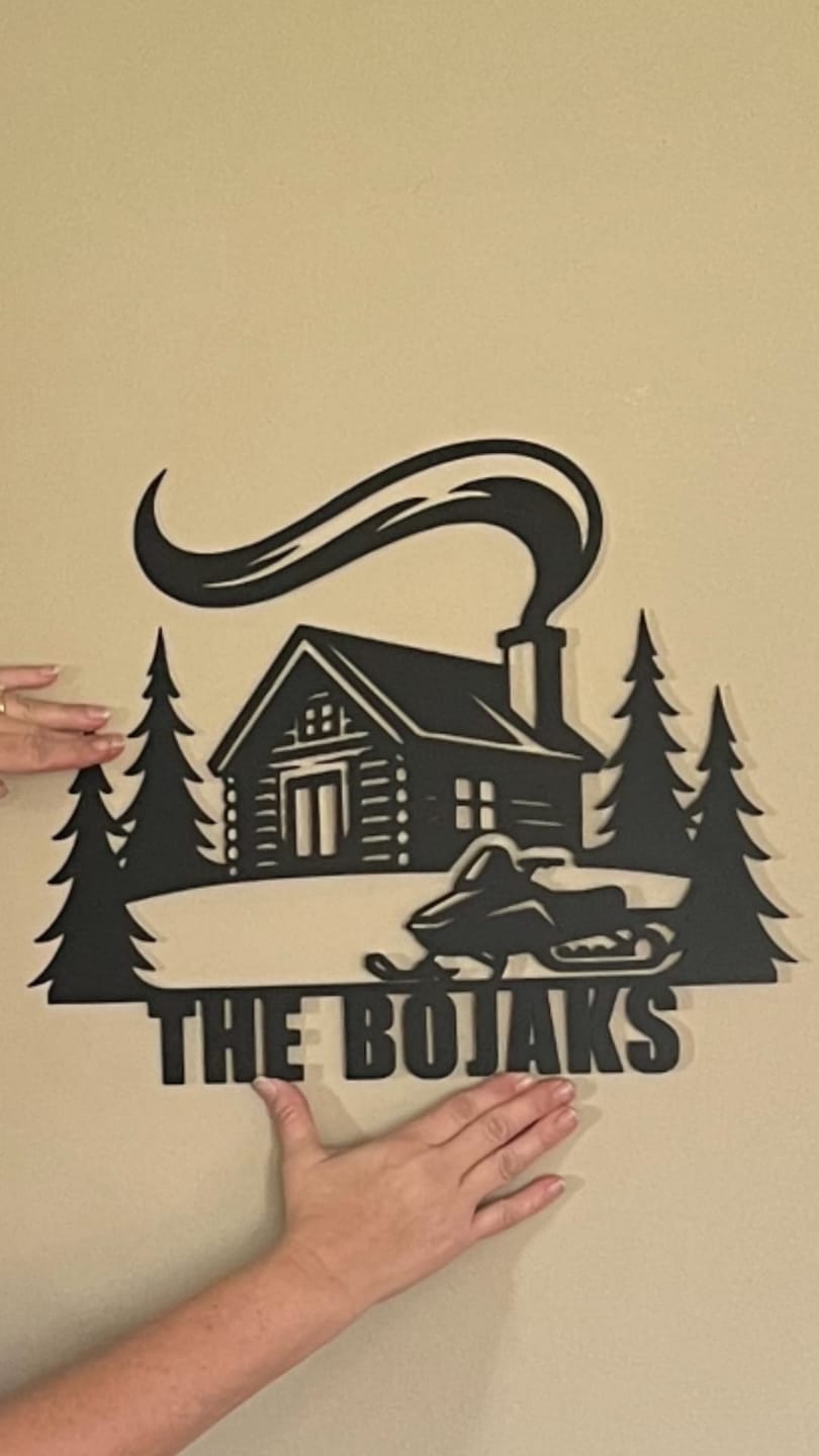 Customer photo review of Custom Snowmobile Cabin Metal Sign