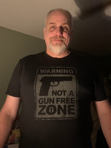 Customer photo review of Not A Gun Free Zone T-Shirt (REFLECTIVE)