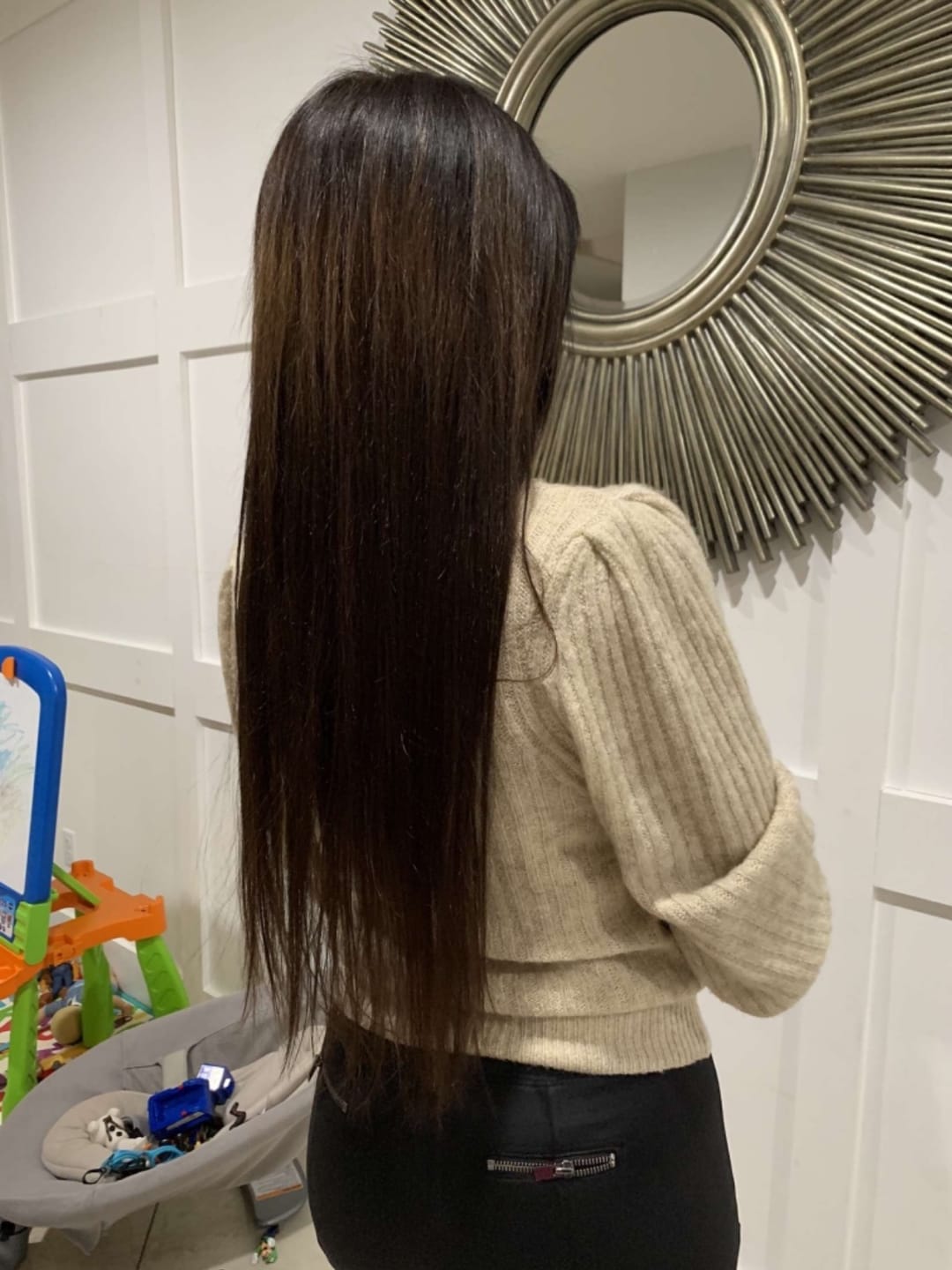 Customer photo review of Full Shine  K Tip Hair Extensions 100% Virgin Human Hair Darkest Brown (#2)