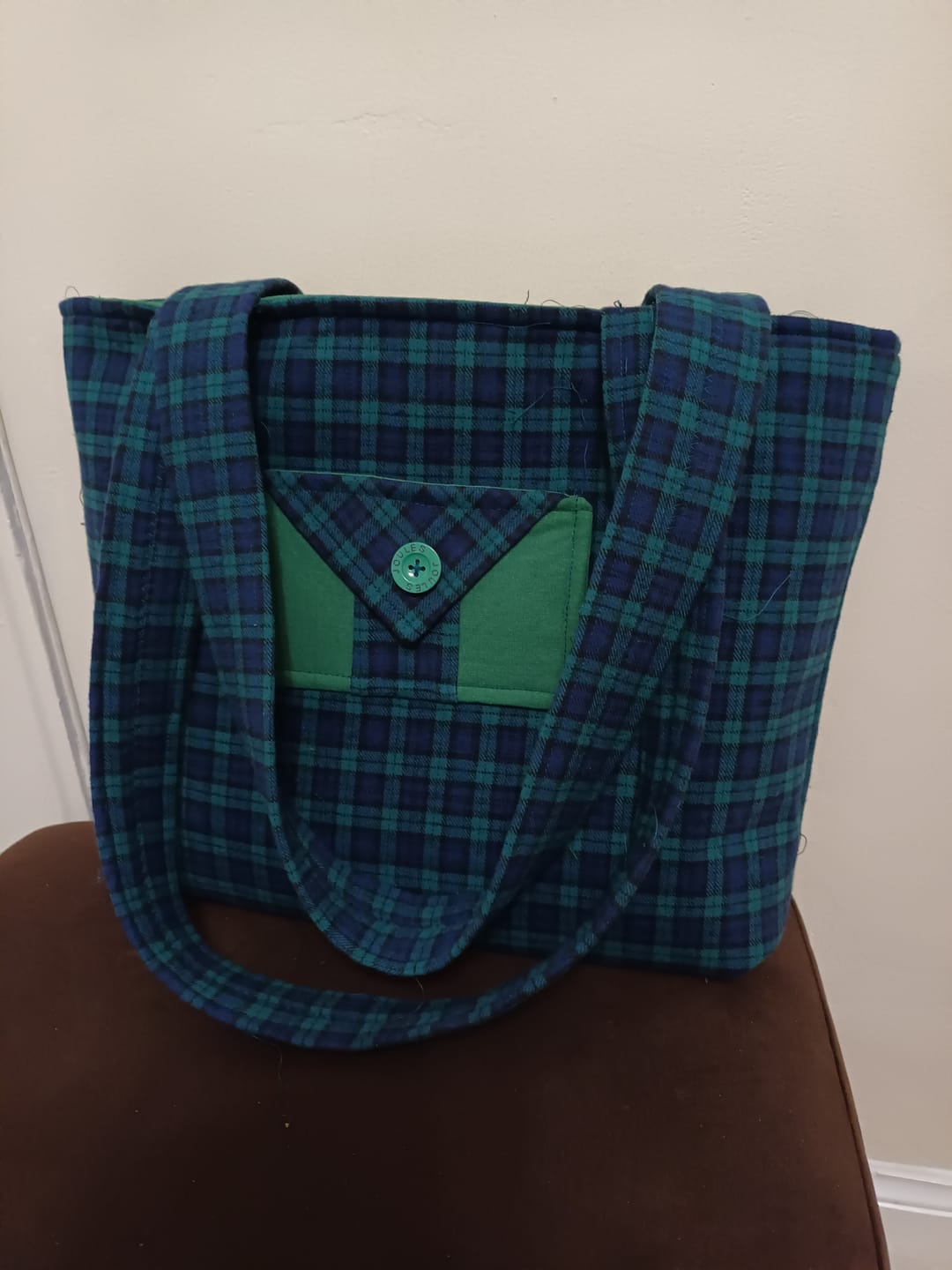 Customer photo review of Navy and Green Tartan Brushed Cotton Fabric