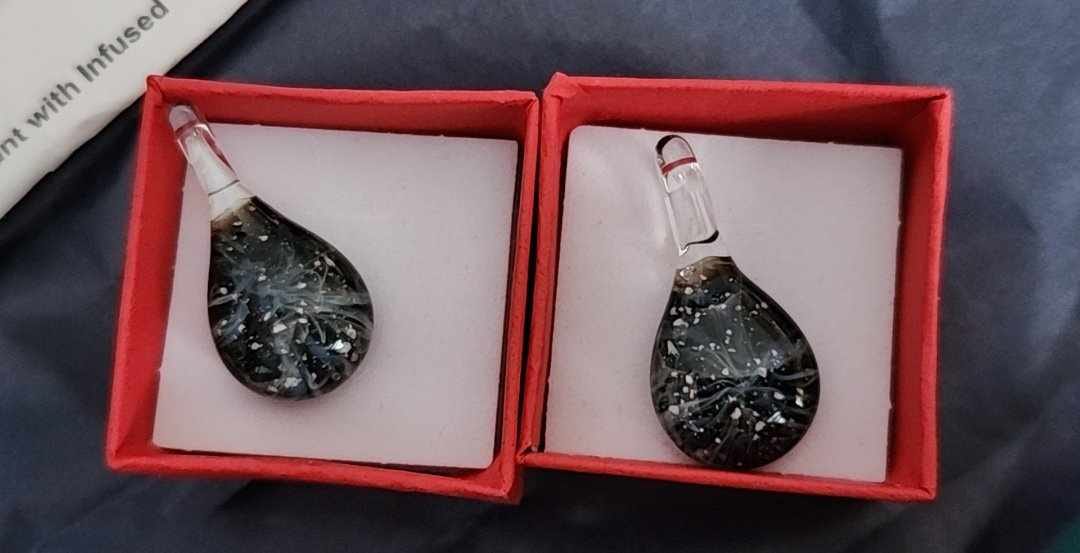 Customer photo review of Ghost Pendant with Infused Cremation Ashes