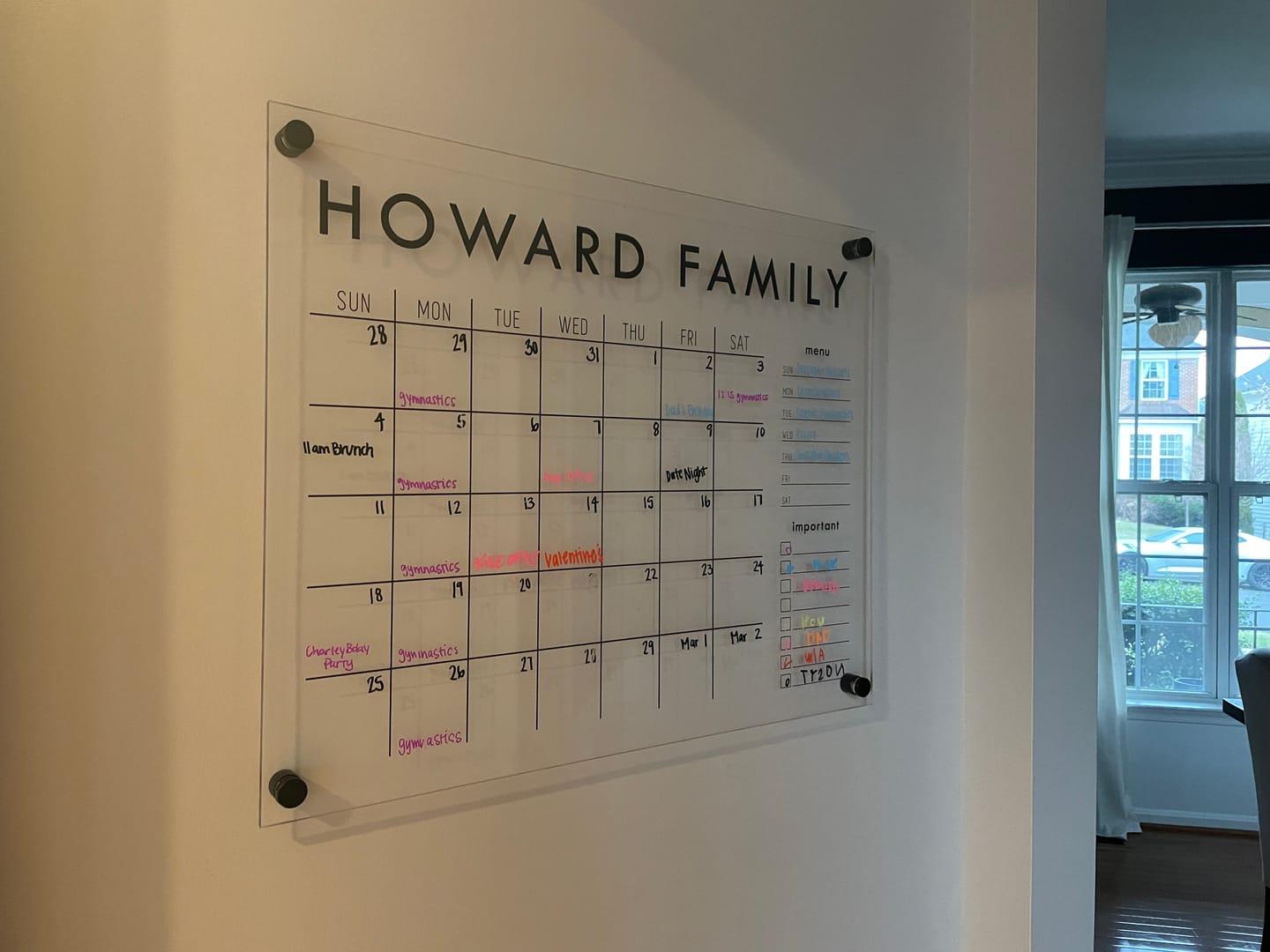 Customer photo review of Monthly Acrylic Calendar + 2 Sections | Horizontal Madi