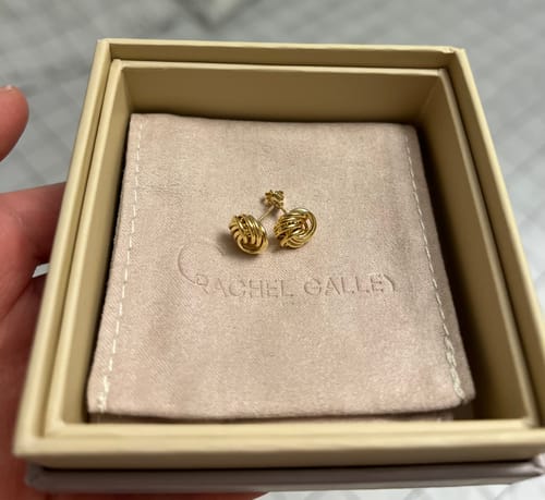 Customer photo review of Rose Petals Gold Stud Earrings