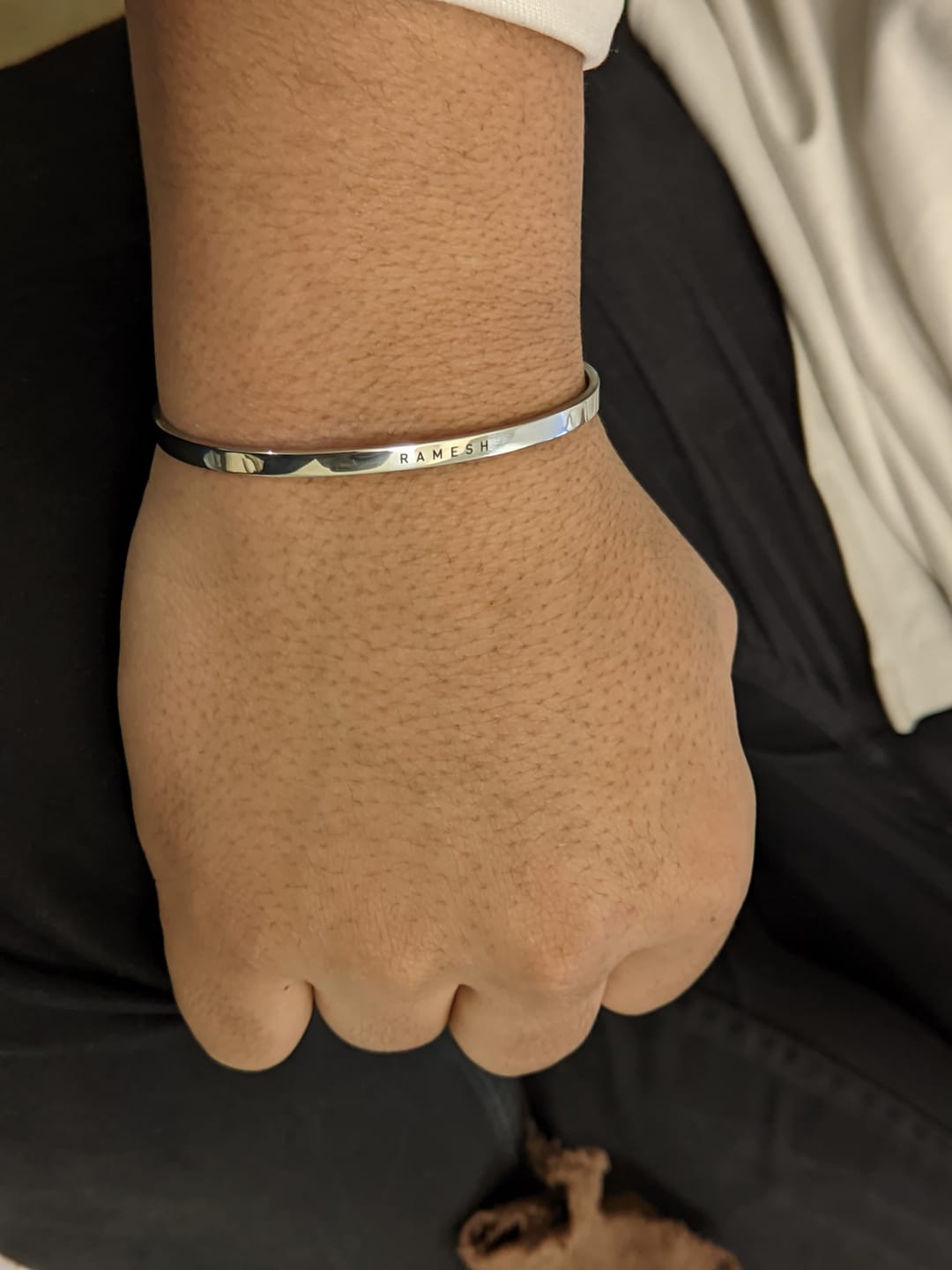 Customer photo review of Personalised Silver Bracelet