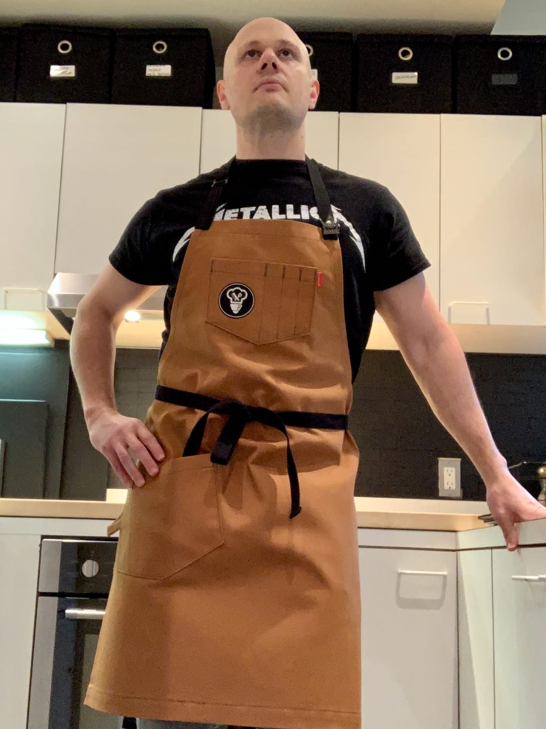 Customer photo review of Deluxe Chef Apron - Honey Gold
