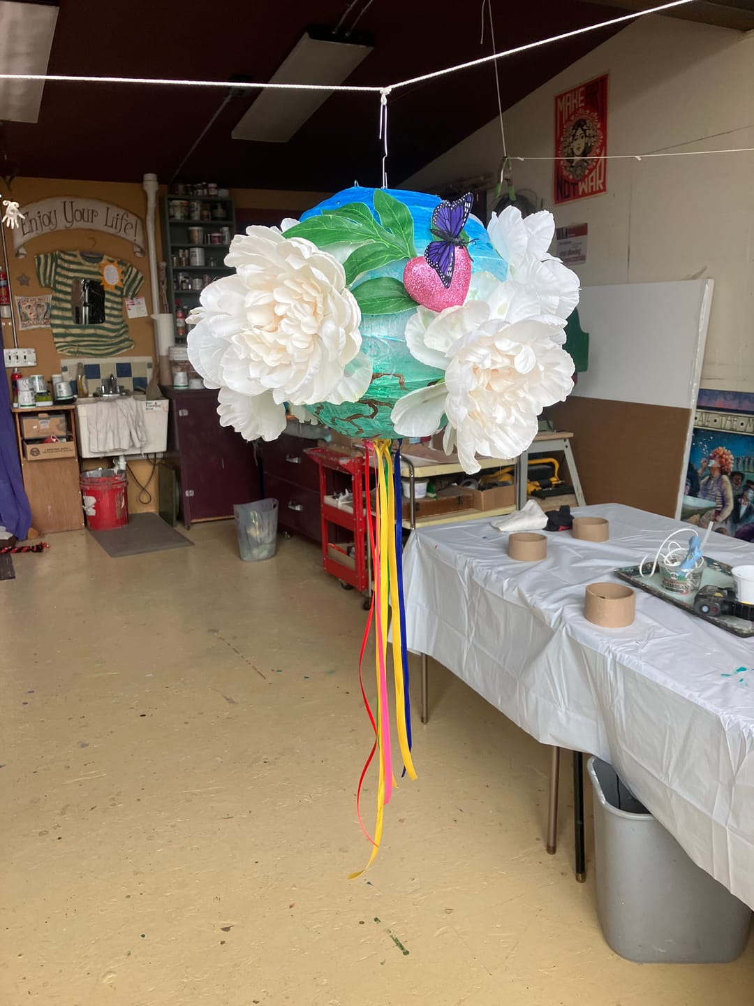 Customer photo review of 12 PACK |  White Crisscross Ribbing, Hanging Paper Lantern Combo Set