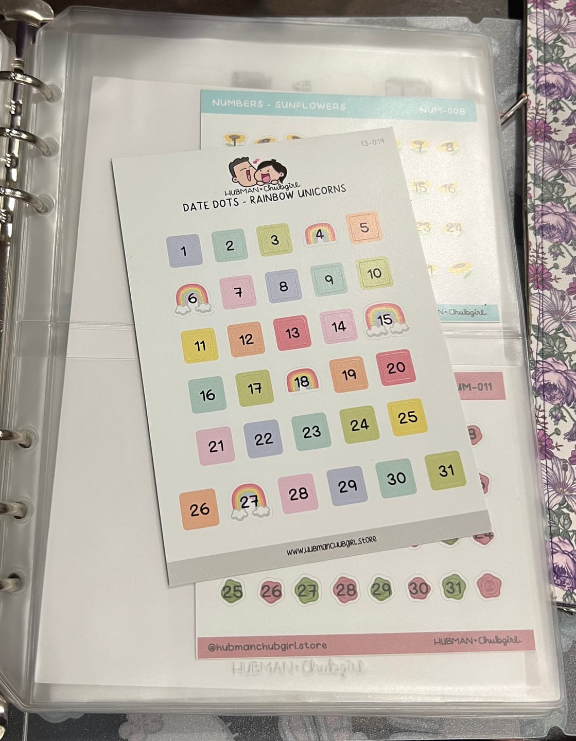 Customer photo review of Date Dots - Rainbow Unicorns Planner Stickers