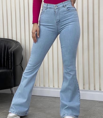 Customer photo review of Boot Cut Flared Jeans - Ice Blue