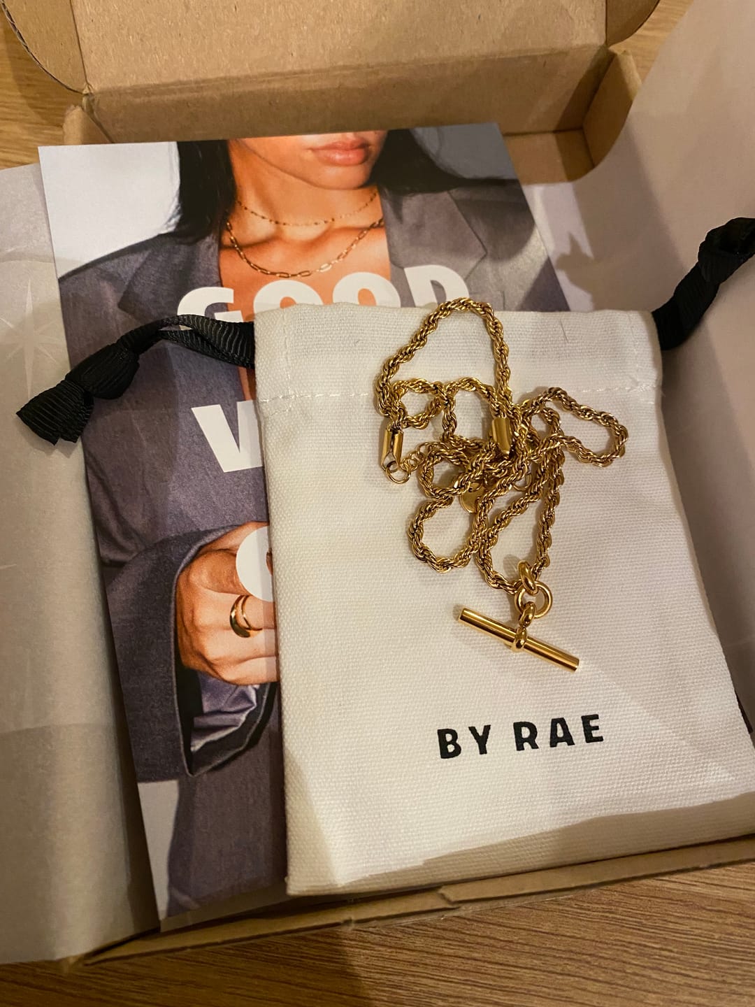 Customer photo review of The Piha T-Bar Necklace