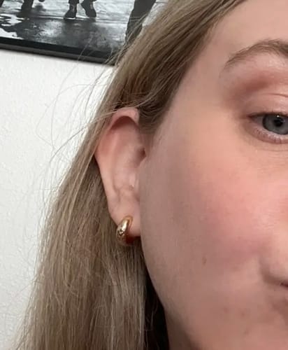 Customer photo review of Simple Huggie Clip On Earrings in Gold