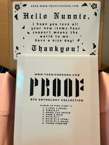 Customer photo review of (PREORDER RESTOCK) BTS Anthology CD Enamel Pins Collection Part One