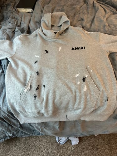 Customer photo review of Amiri Paint Splatter Hoodie Grey