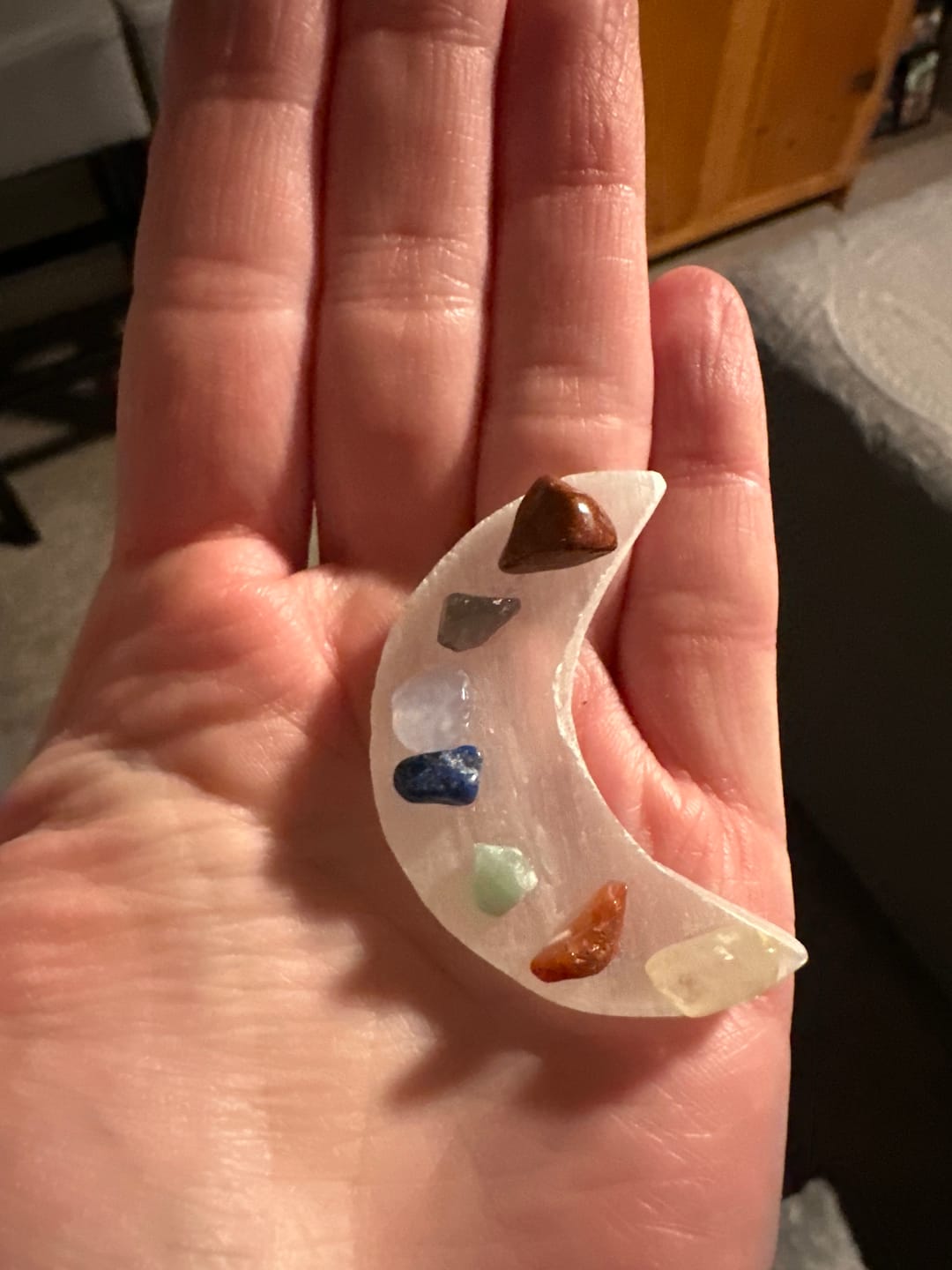 Customer photo review of Selenite Crescent Plate
