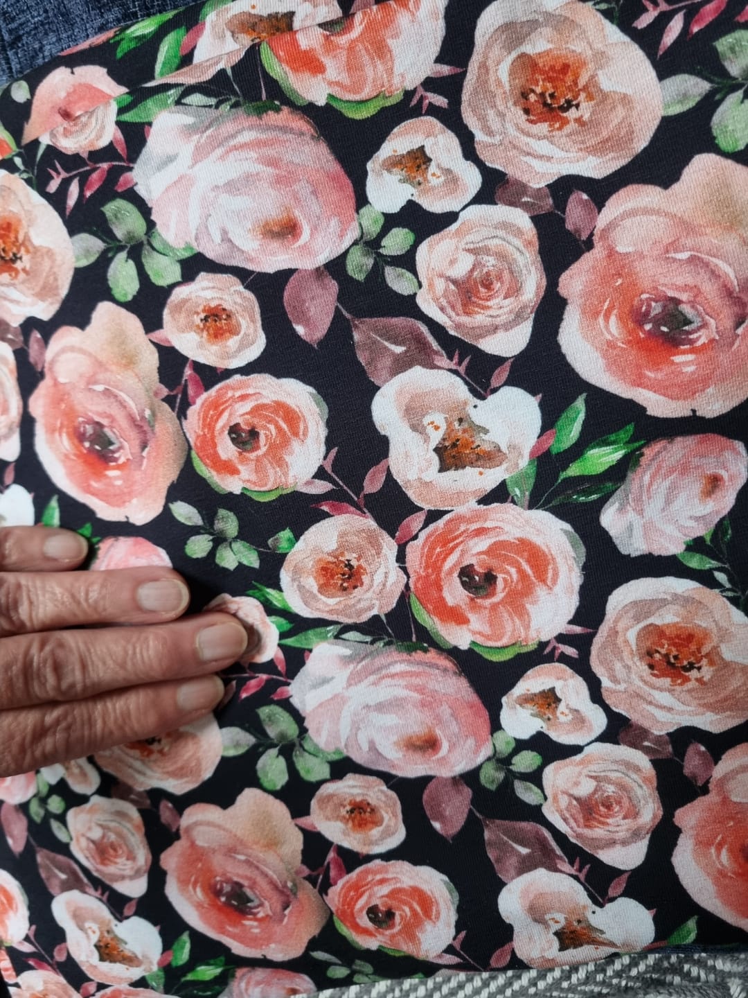Customer photo review of Bloomed Roses Cotton Jersey Fabric