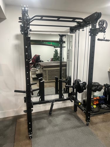 Customer photo review of Major Fitness F35 All-In-One Home Gym Wall-Mount Folding Power Rack