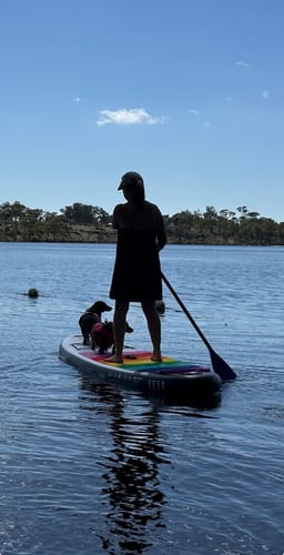 Customer photo review of Aquaplanet MAX 10’6″ Inflatable Paddle Board Package - Rainbow
