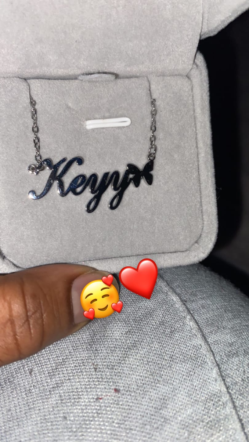 Customer photo review of Butterfly Name Necklace