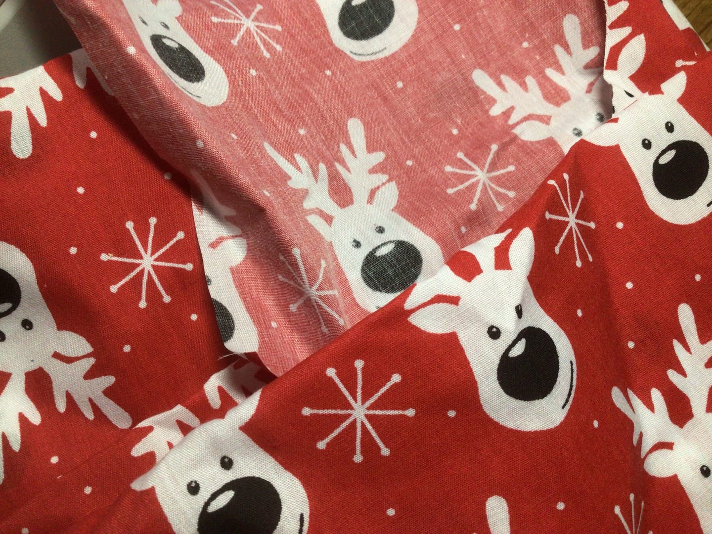 Customer photo review of White Reindeer Faces Polycotton Fabric