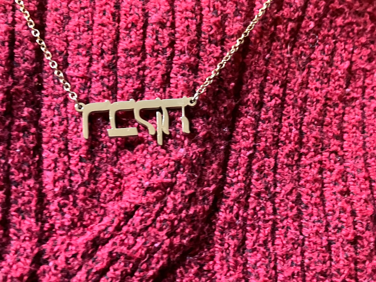 Customer photo review of Hebrew Name Necklace