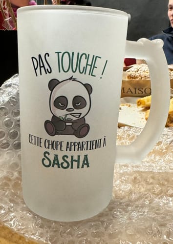 Customer photo review of Chope de bière Sasha Pas Touche Panda