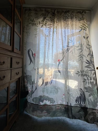 Customer photo review of Mizu Crane Curtain Fabric - Extra Wide