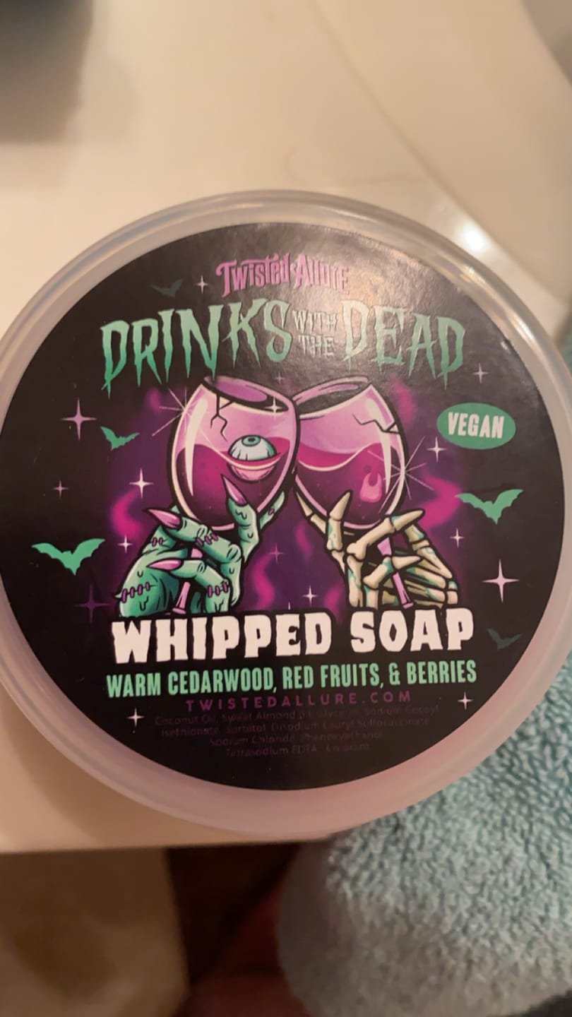 Customer photo review of Drinks with the Dead Whipped Soap (Cedarwood, red fruits & berries)