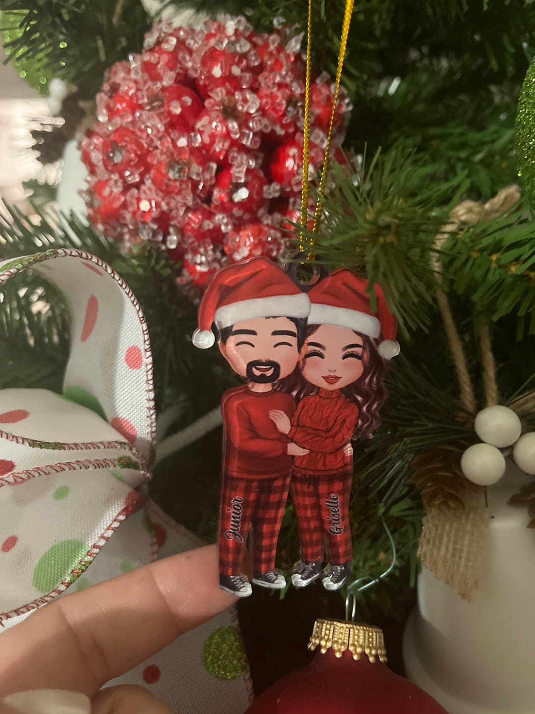 Customer photo review of Christmas Doll Couple Standing Hugging - Personalized Ornament