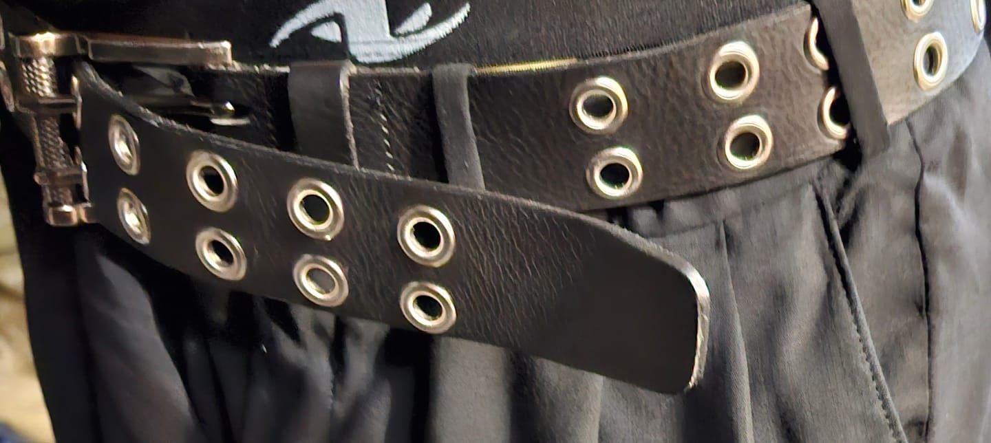 Customer photo review of The Brixton Belt - Black Double Grommet 100 % Full Grain Leather Belt
