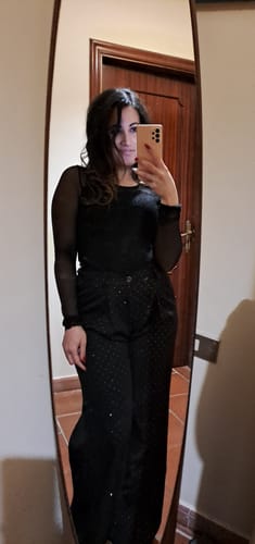 Customer photo review of Pantalone a palazzo con glitter