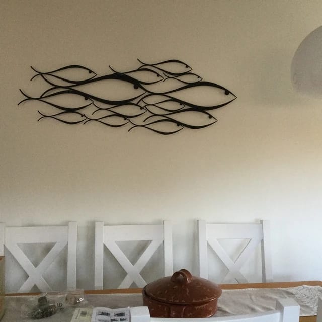 Customer photo review of School Of Fish Metal Duvar Dekoru