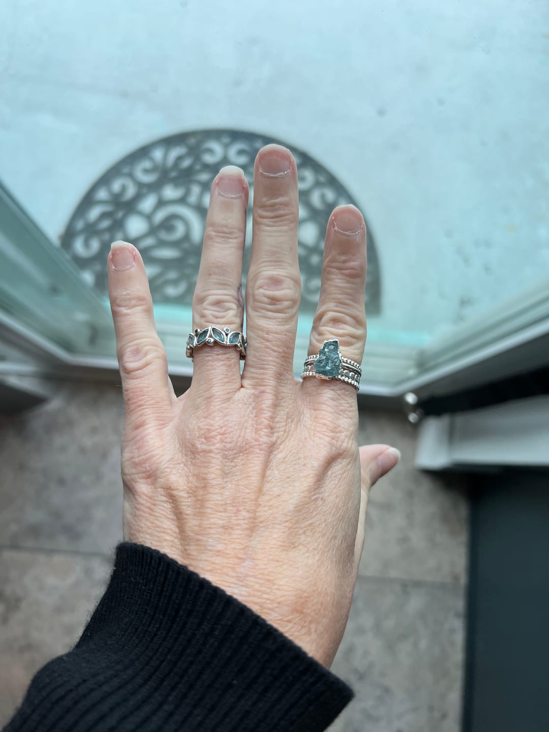 Customer photo review of Aquamarine Stacking Ring Set Sterling Silver
