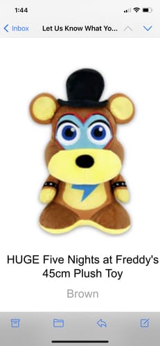 Customer photo review of HUGE Five Nights at Freddy's 45cm Plush Toy