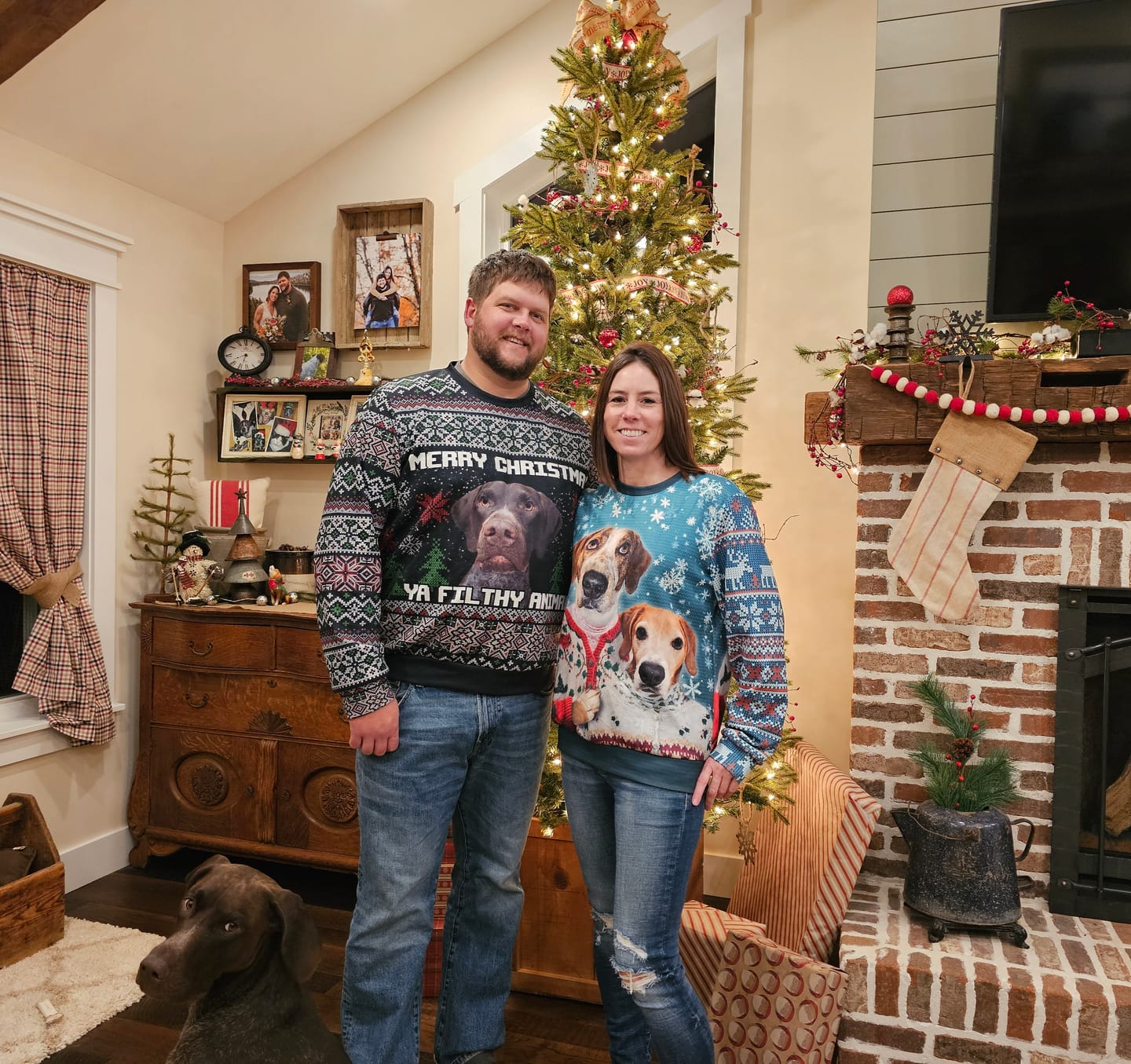 Customer photo review of Ugly Sweater Custom Mutiple Pets