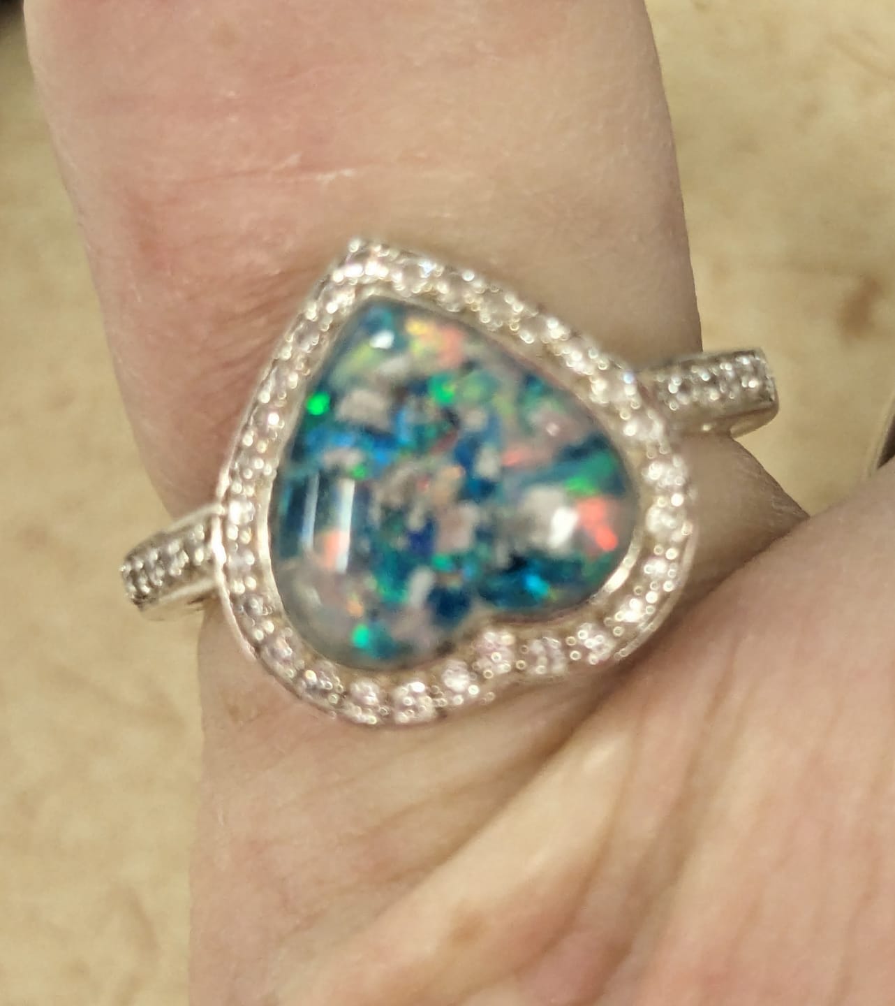 Customer photo review of Bedazzled Heart Cremation Ring