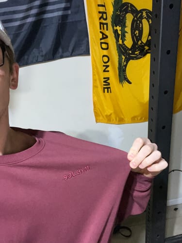 Customer photo review of Sol Gym Cotton Long Sleeve Sweater, Maroon