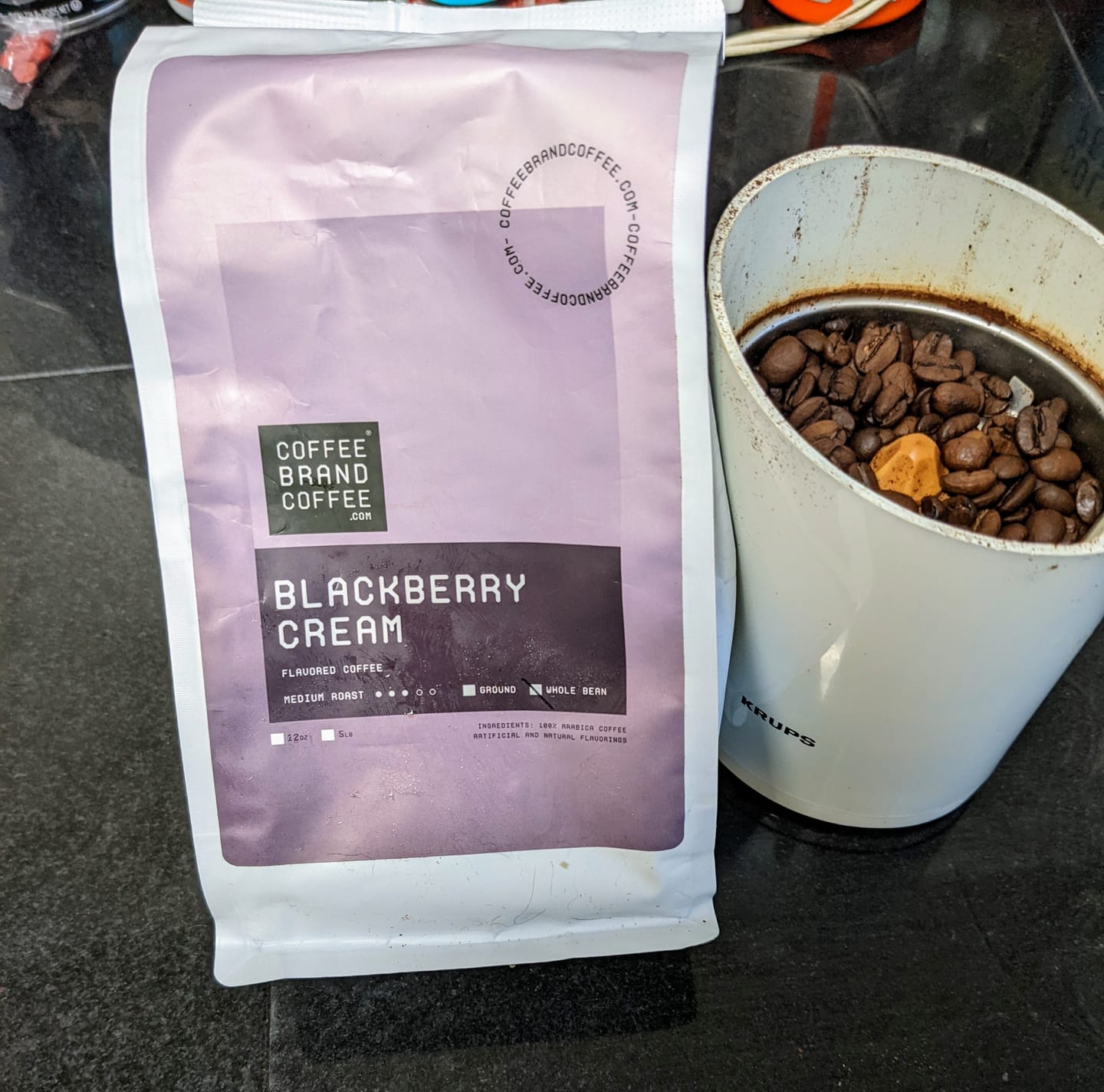 Customer photo review of Blackberry Cream Flavored Coffee