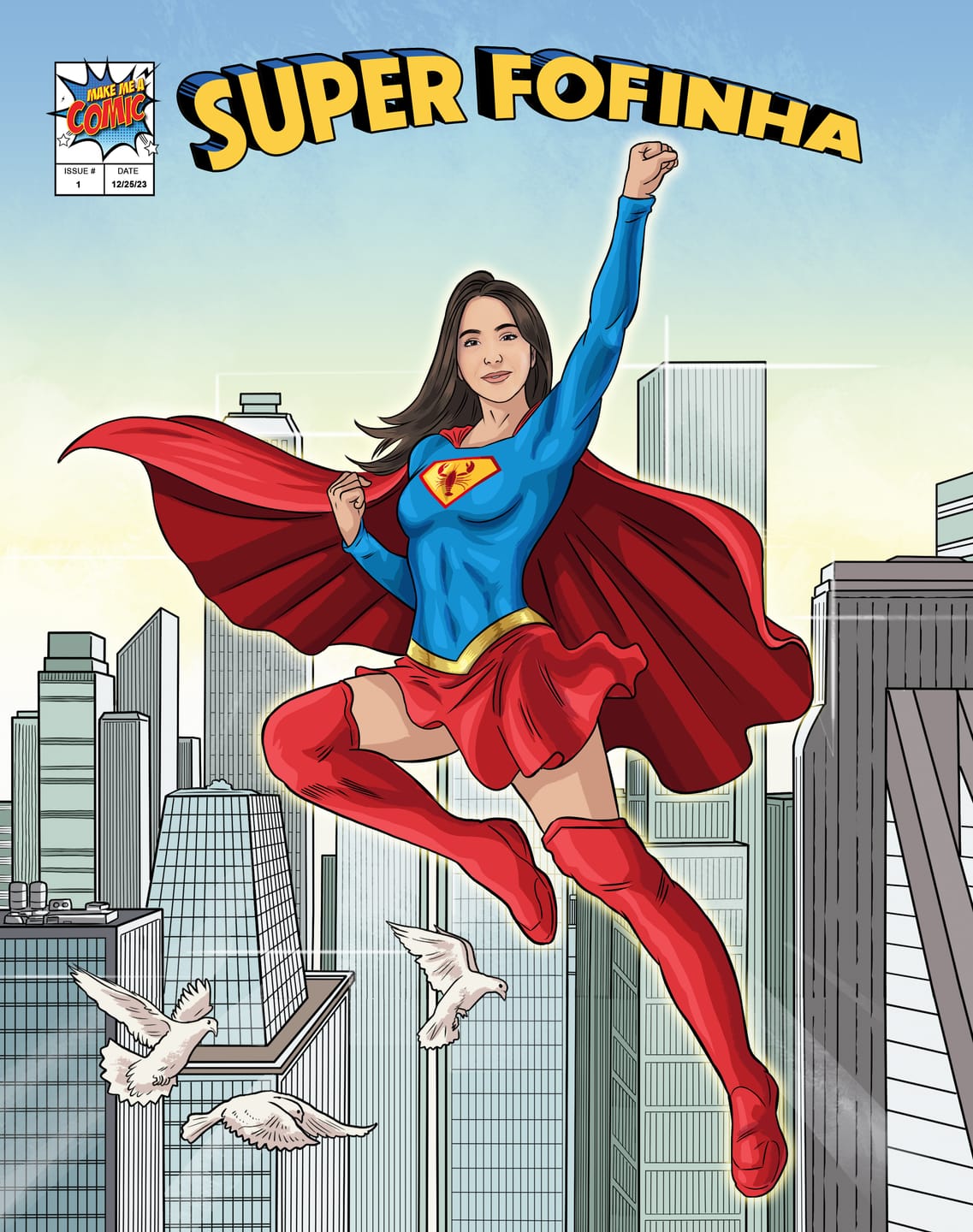 Customer photo review of Turn someone you love into a comic character on their very own custom comic book cover
