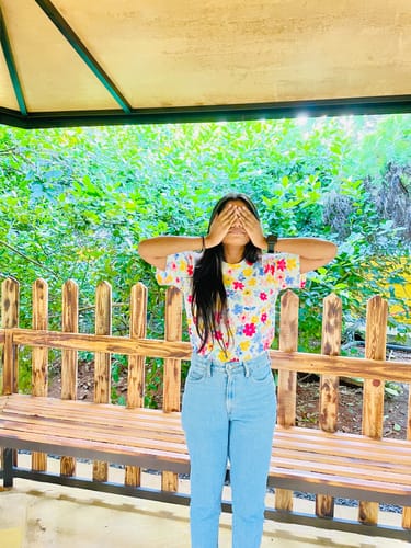 Customer photo review of Rainbow Garden Crop T Shirt
