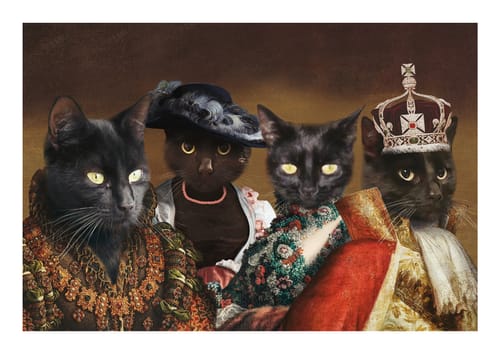 Customer photo review of The Queen, Baroness, Flower Lady & King - Custom Pet Portrait