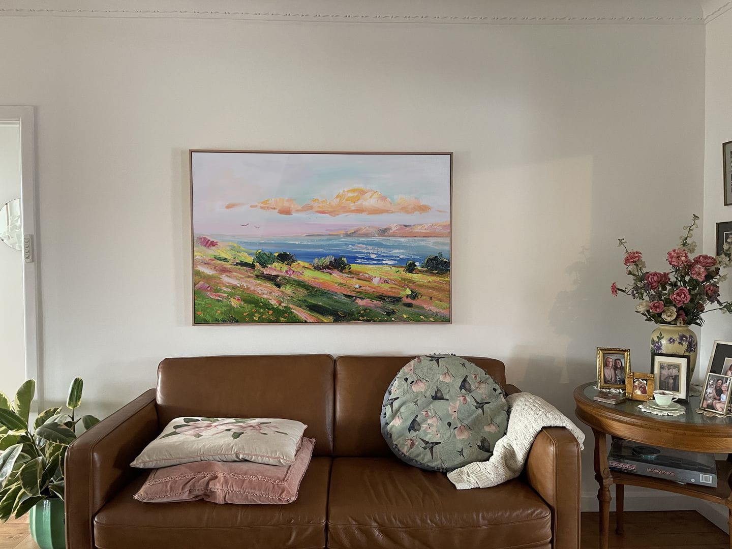 Customer photo review of LANDSCAPE PAINTING, SUNSET COASTAL, HAND-PAINTED CANVAS