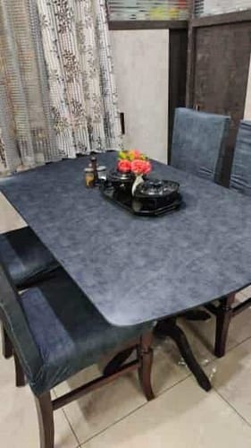 Customer photo review of Gray Velvet Elastic Table Chair Covers