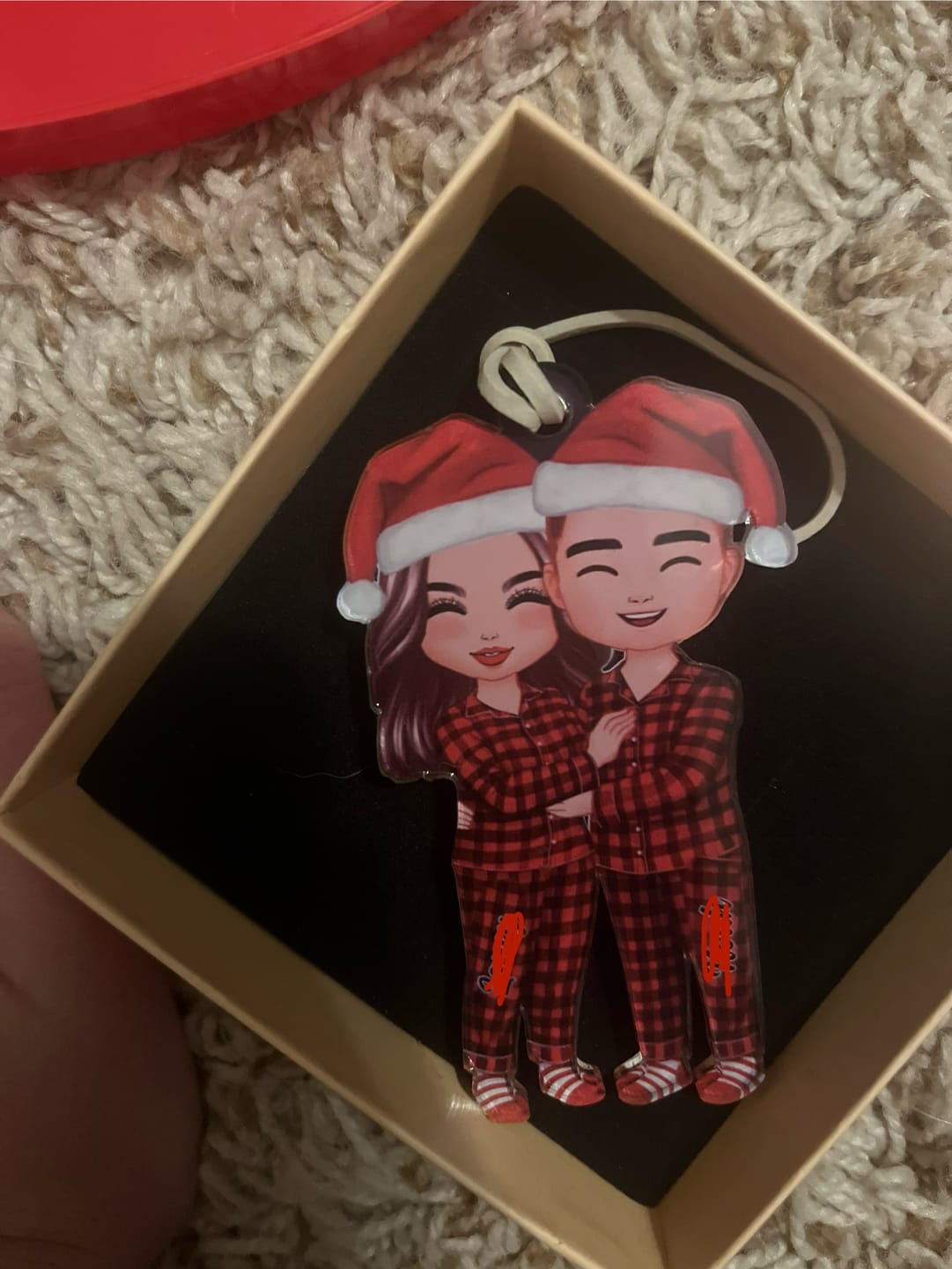 Customer photo review of Christmas Doll Couple Standing Hugging - Personalized Ornament