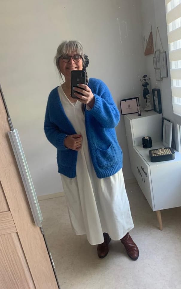 Customer photo review of Robe romane - velours de coton ivoire