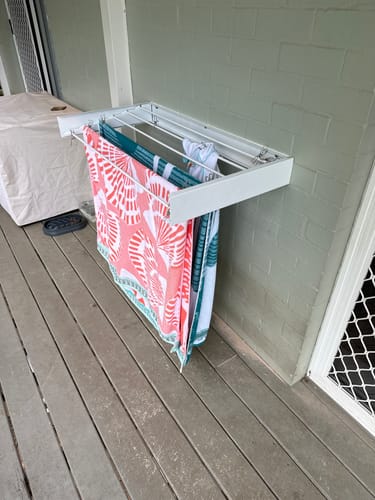 Customer photo review of Wall Mounted Drying Rack - Foldable Indoor and Outdoor Drying Rack