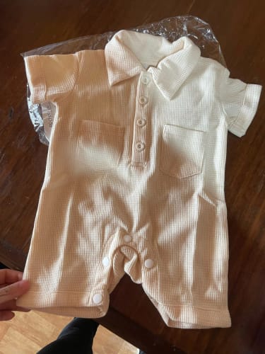 Customer photo review of Baby boy Waffle Short Sleeve Romper