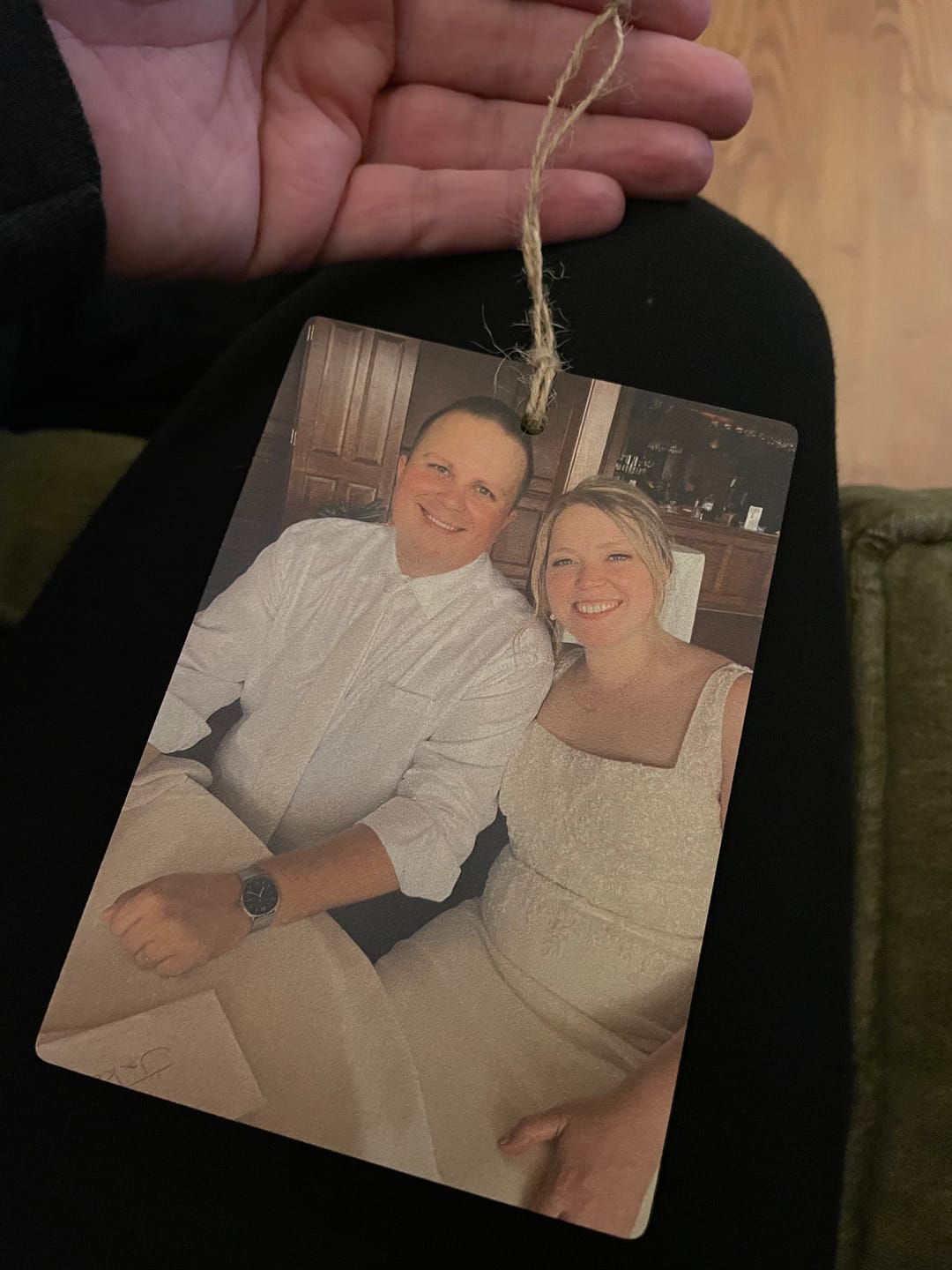 Customer photo review of 5 x 3.5 Wooden Ornament