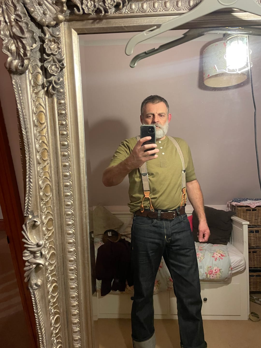 Customer photo review of Vintage Short Sleeve Henley T-Shirt - Green
